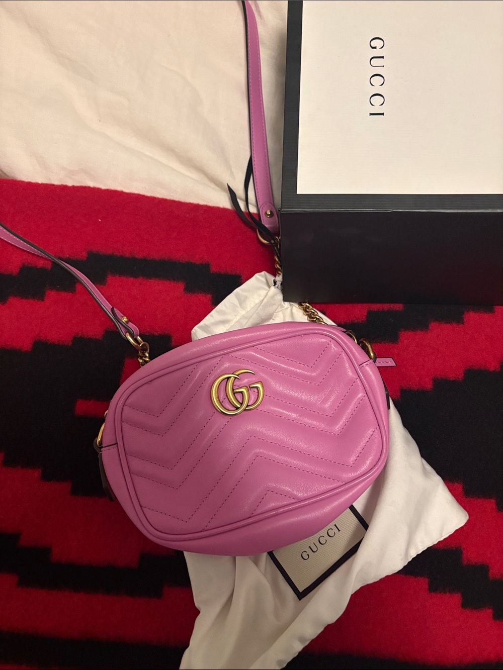 Gucci Pink GG Marmont Small Matelassé Shoulder Bag